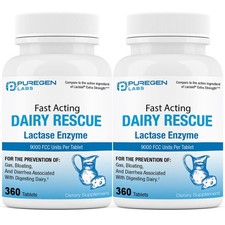 Puregen Labs Lactase Enzyme 9000 FCC 720 Tablets Dairy Relief