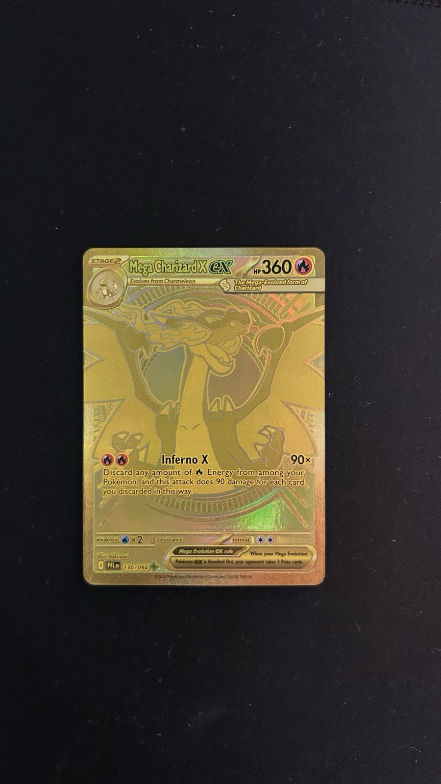 Pokémon Mega Charizard x EX 130/094 Phantasmal Flames Full Art Gold NM/M