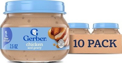 Gerber Stage 2 Chicken and Gravy Baby Food, 2.5 Oz, 10 Pack | Stage 2 mealtime p