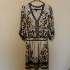 White House Black Market Womens Capri Floral Smocked Mini Dress Sz Small