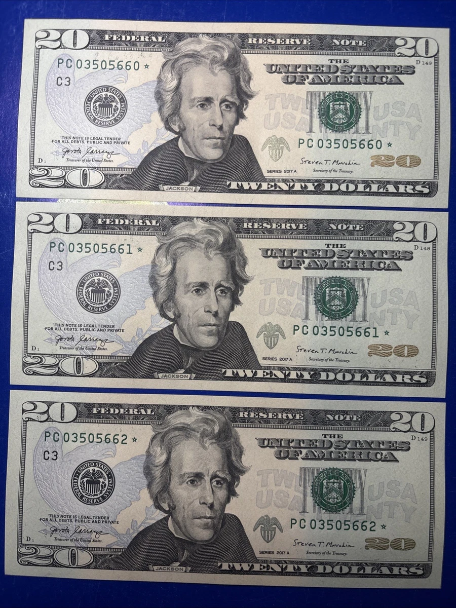 Uncirculated Uncertified $20 US Federal Reserve Small Notes for