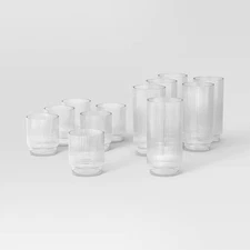 12pc Mixed Ribbed Cassin Tumbler Set - Threshold