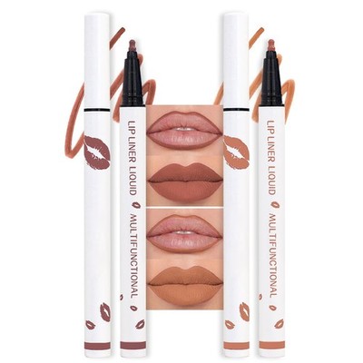 2Pcs Longwear Liquid Lip Liner Stain 2 Count (Pack of 1), Set02-Mocha & Nude 