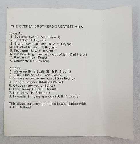 The Everly Brothers: Greatest Hits - Cassette - NEON #8333007 - 1970'S - Picture 9 of 9