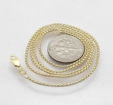 1.30mm Round Box Chain Necklace with Lobster Claw Clasp Real 14K Yellow Gold 