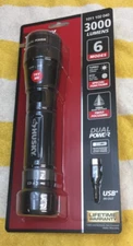 Husky Flashlight 3000Lumens Duel Power Rechargeable 6 Modes New 1011 102 040