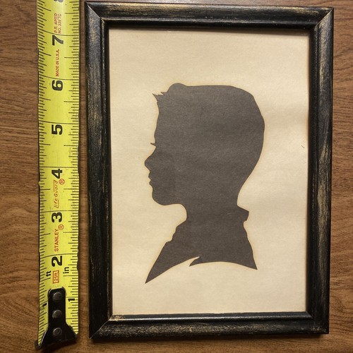 Vintage 1950s Young Boy Man Silhouette Hand Cut Framed 7 11/16” x 5 3/4” BR3 - Picture 15 of 17