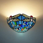 Tiffany Wall Sconces 12" Width Stained Glass Antique Vintage Style Wall Light