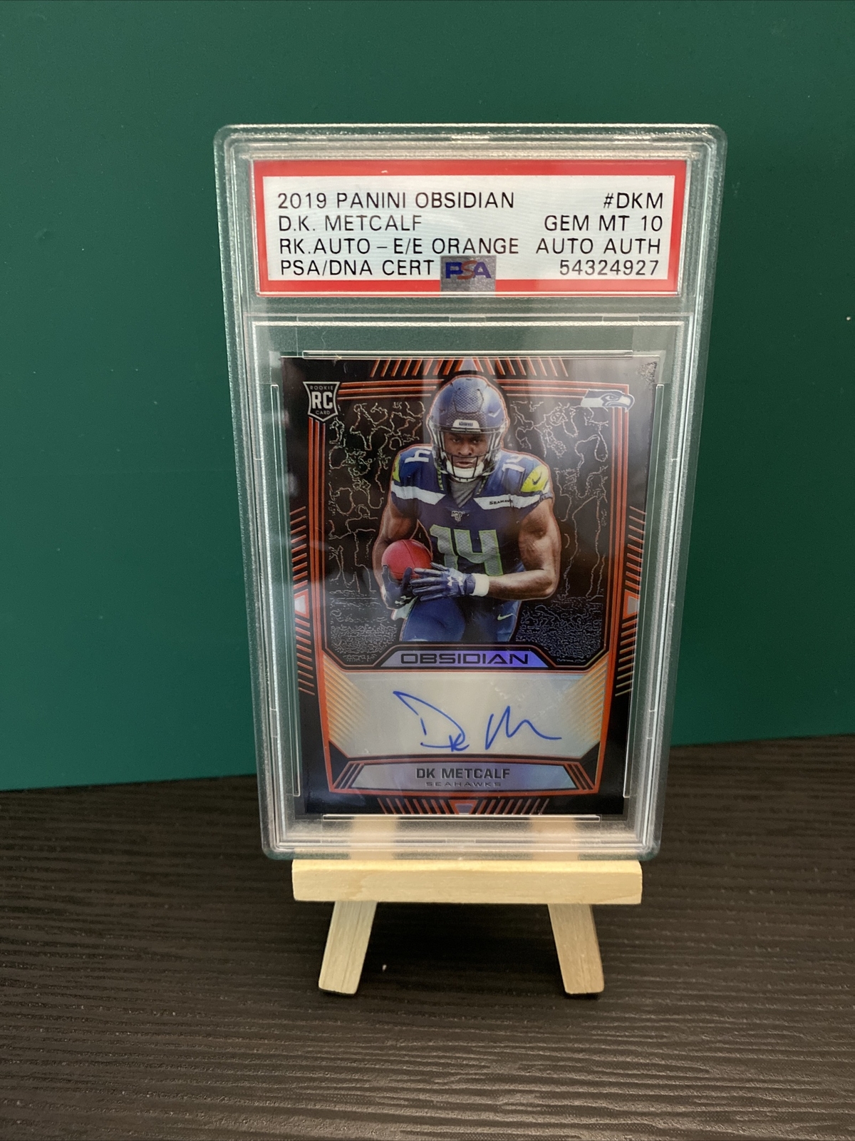 DK Metcalf Panini Obsidian Rookie Autos #DKM Electric Etch Orange