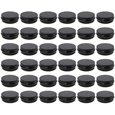 Moretoes 36 Pack 2 Oz Metal Round Balm Tins Black Aluminum Cans 
