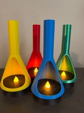 Mid-Century Modern LED Mini Fireplace Tealight Holder – 3D Printed