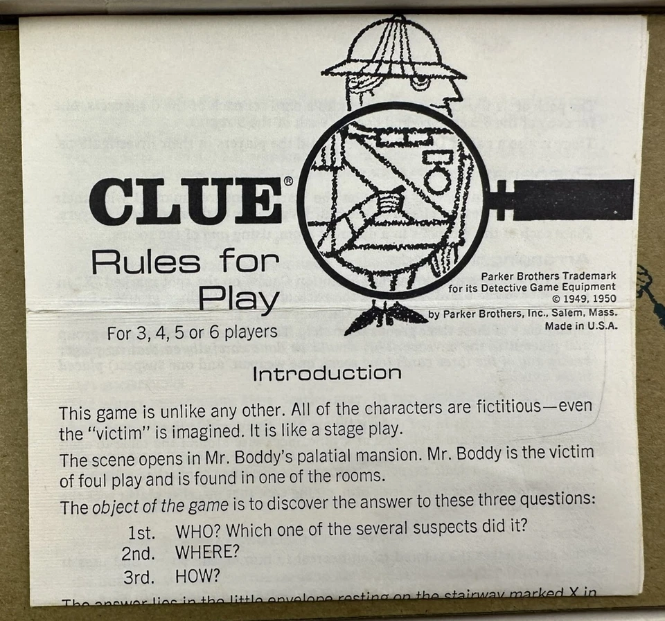 1963 Clue Game by Parker Brothers Complete in Good Condition FREE SHIPPING - Image 3 of 4