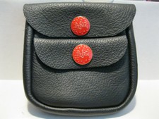 RED "BELIEVE" BUTTON POUCH W/ MAGNETIC CATCH FITS 4" BELT KEYS, MONEY, CARDS