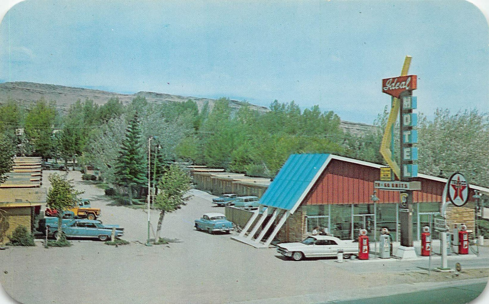 Rawlins WY Wyoming US Hwy 30 Texaco Gas Station Oil Advertising Vtg Postcard R6