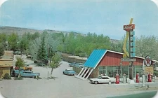 Rawlins WY Wyoming US Hwy 30 Texaco Gas Station Oil Advertising Vtg Postcard R6