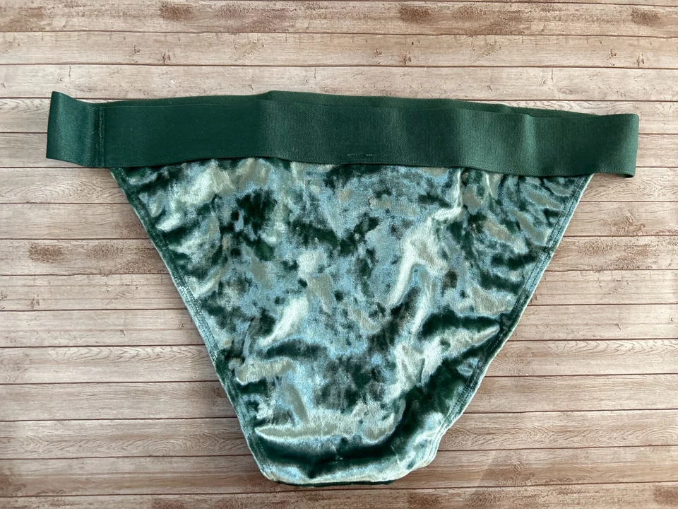 Nuevo con etiquetas ROSA Victorias Secret Bikini Terciopelo Aplastado Bragas Verde L Grande Foto 2 de 4