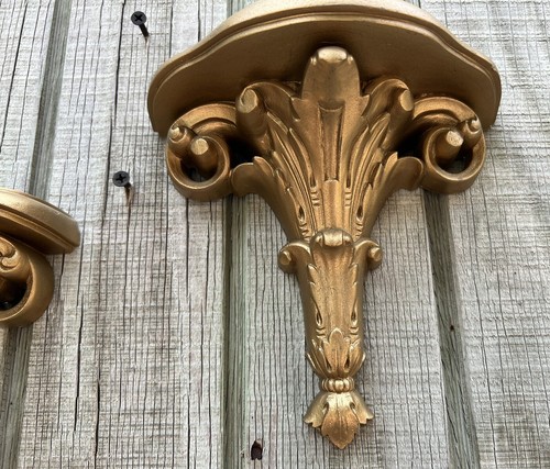 Vintage Pair of 6 3/4" HIGH - Gold BURWOOD Wall Shelves - Ornate - 2786 USA - Picture 5 of 8