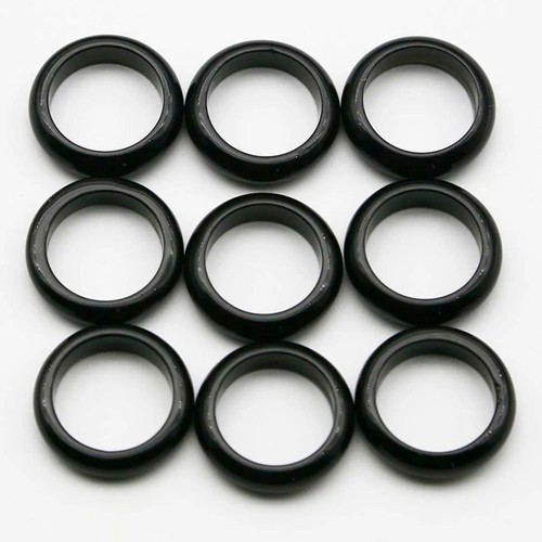 Natural Obsidian Ring Quartz Crystal Gem Stone Round Ring Charm Jewelry Amulet - Picture 10 of 12