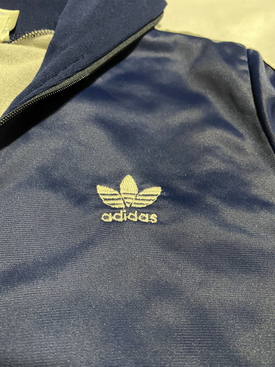 Vintage 80s Adidas Trefoil Tracksuit Jacket Lined Blue Sz