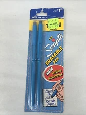 Vintage Twin Pack SCRIPTO Erasable Ballpoint Pens Blue medium point pens NOS
