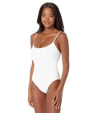 Anne Cole L24004 White Vintage Lingerie Maillot One Piece Swimsuit Size 12