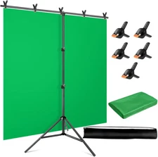 YAYOYA Green Screen Backdrop with Stand Kit 5x6.5ft, Portable Chromakey Green 5