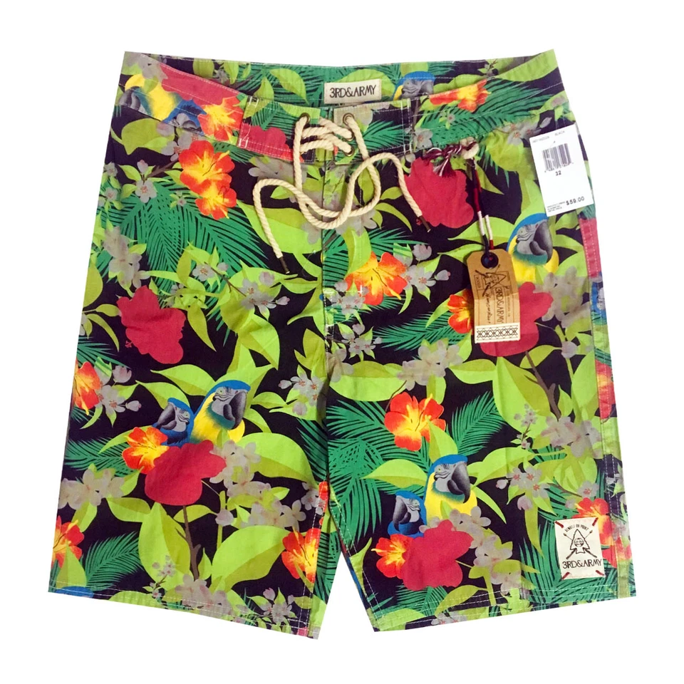 Pantalones cortos para hombre - Board Shorts -Hawaiano - Baúl de natación - 3er y ejército 100 % algodón - Foto 4 de 4