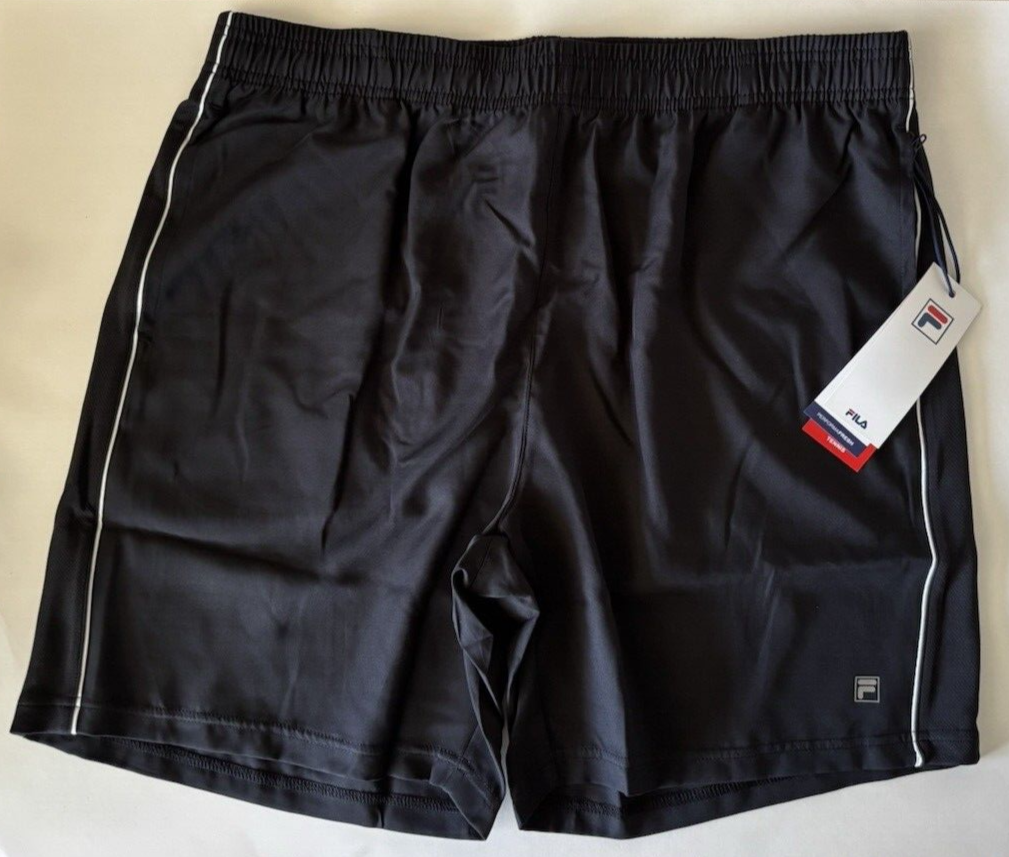 Pantaloncini Tennis Uomo Nero 7" XL FILA Core Antimicrobici Nuovi con etichette
