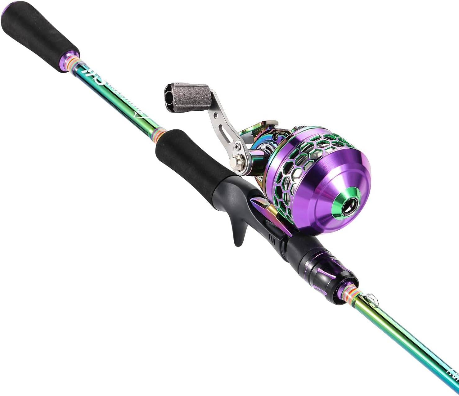 Fishing Reel Rod Combo, Two Pieces Colorful Poratble Light Weight Casting Rod wi
