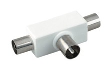 2 WAY TV AERIAL ADAPTER COAX / COAXIAL SPLITTER / Y ADAPTOR ARIEL DUAL CONVERTER