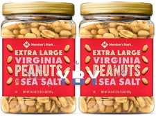 2 Packs Member's Mark Extra Large Virginia Peanuts 34.5 OZ Each Pack