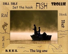 Fishing Words Laser Engraved Wood Picture Frame Landscape (5 x 7)