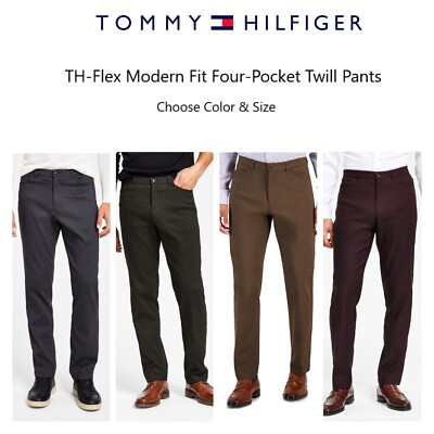 Tommy Hilfiger TH-Flex Modern Fit Four-Pocket Twill Pants, Choose Color & Size