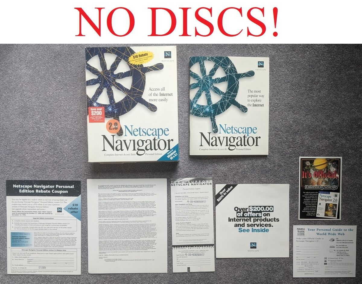 Netscape Navigator 2.0 Personal Edition Windows 95 3.1 Rare Netscape Navigator 2.0 Personal Edition Windows 95 3.1 Rare