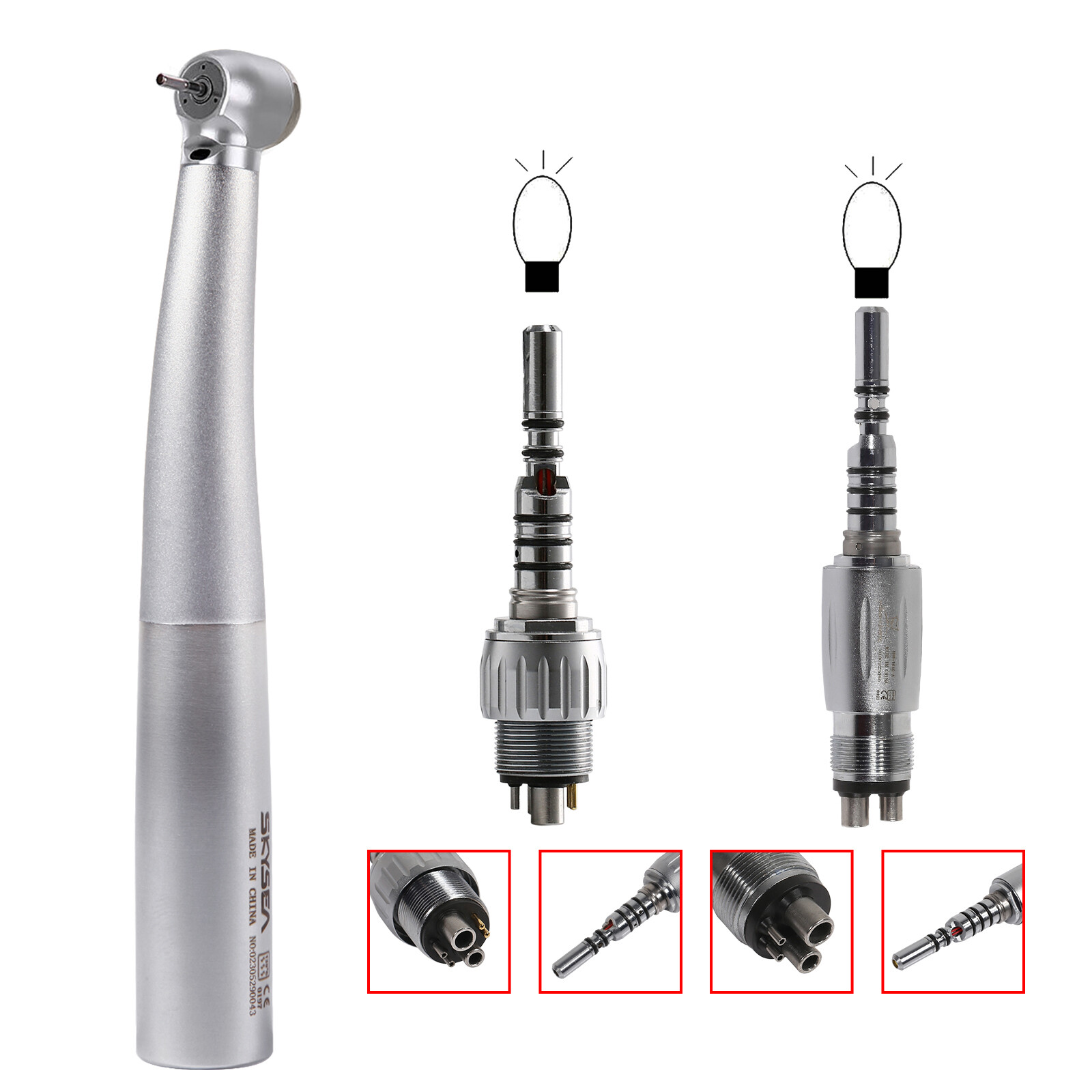 Dental Turbina Dentista Fiber Optic LED Turbina Handpiece Fit KaVo Coupler YB6 - Foto 3
