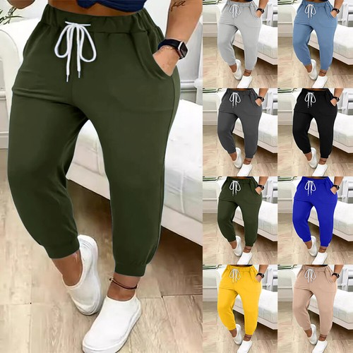 Womens Winter Slim Fit Elastic Waist Pants Ladies Skinny Sport Trousers Bottoms