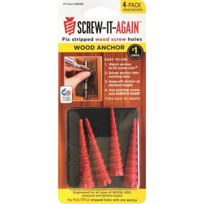 #2 to #16 Thread x 2 In. Red Plastic Wood Anchor (4 Ct.) - 1 Each