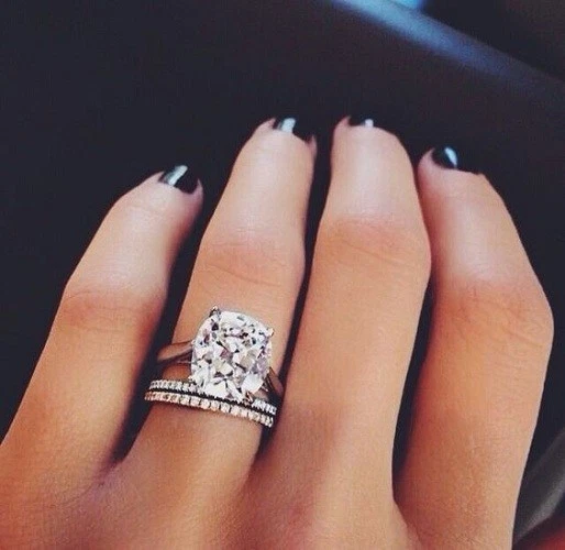 7 Ct Cushion Cut White Huge CZ Solitaire Engagement Ring Set 925