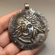 Ancient Roman Greek King Solid Silver Pendant Amulet