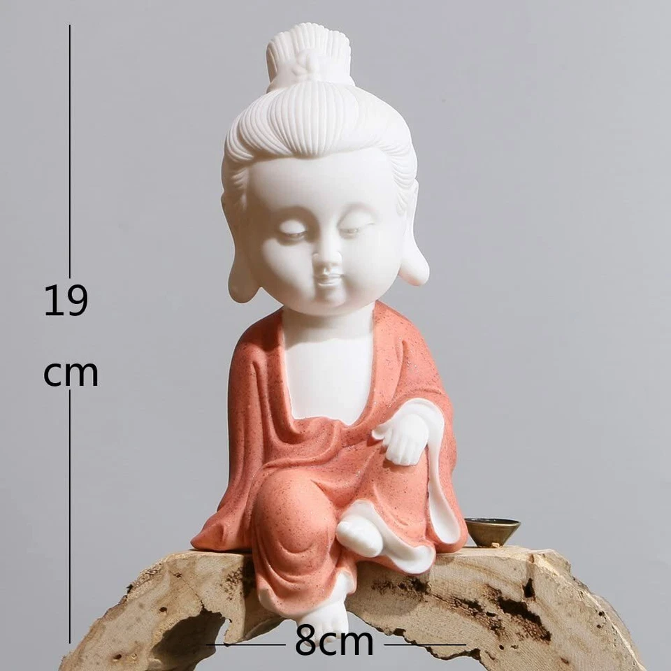 Estátua chinesa Buda cerâmica Tathagata três santos guanyin decoração para casa - Imagem 2 de 4