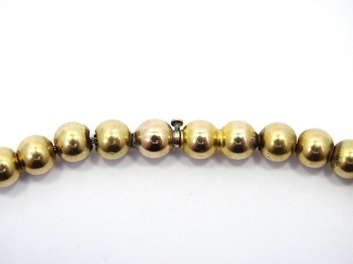 Victorian Old Antique 14K BEAD 7mm Yellow Gold Strand 13.75" Choker Necklace 17g - Picture 3 of 5