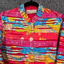 Life Style Wearable Art Jacket Size L Colorful Fall Fun 100% Cotton