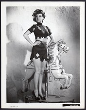 DOROTHY LAMOUR busty leggy actress at carousel horse JOHNNY APOLLO Orig Photo DOROTHY LAMOUR busty leggy actress at carousel horse JOHNNY APOLLO Orig Photo