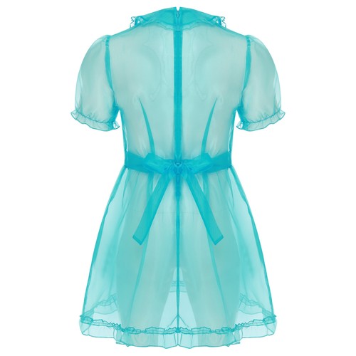 Costume Pigiama Uomo Adulto Trasparente Sirena Sissy Nightwear Manica Corta Cuore - Foto 8 di 49