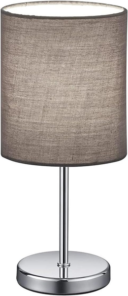 Tischleuchte E14 Metall Nickel Matt Grau Stoffschirm 28,5Cm Schreibtischlampe-image