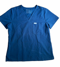 FIGS Technical Collection V-Neck Scrub Top Short Sleeve Blue S/P