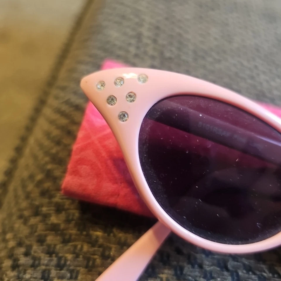 Gafas de sol nostálgicas rosa estrás damas mujeres con estuche suave color cad UV400 Foto 3 de 4