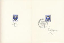 France 1954 N° 1005 Blason Saintonge 1er jour et timbre signés dessinateur Louis