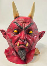 Scary Devil Halloween Mask Costume Demon Diablo Satan Ghoulish w/ Neck Cover NWT