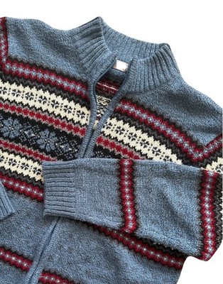 Vintage Carolyn Taylor women s Full Zip Fair Isle Nordic Cardigan Sweater large 